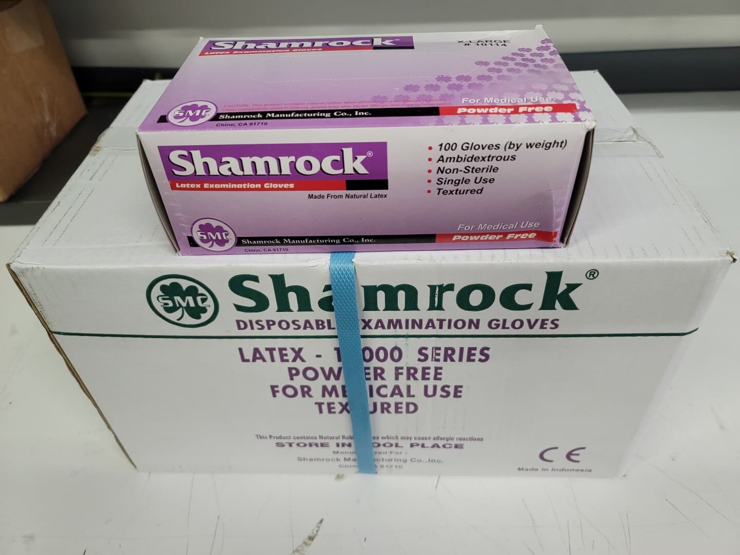 1000 pcs  Shamrock Powder Free Latex Exam Gloves (S/M/L/XL)