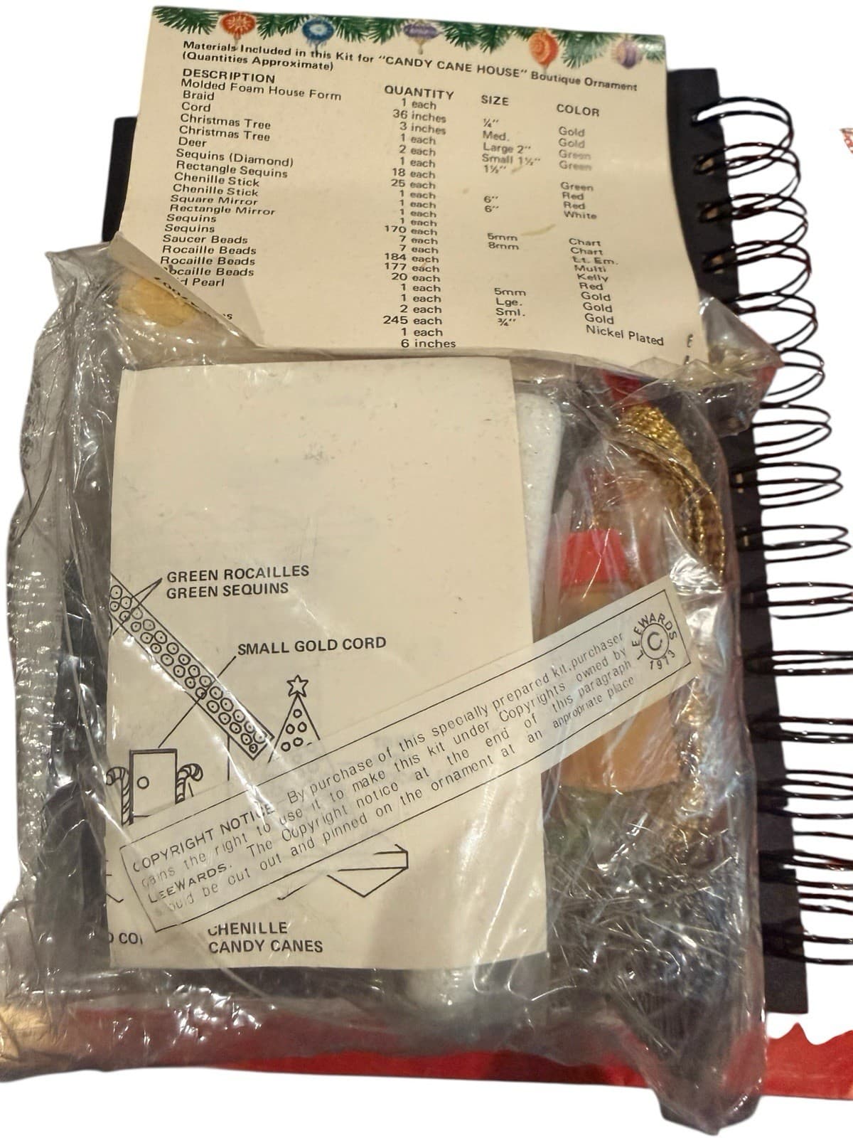 RARE! LeeWards Gingerbread House Sequin Bead Christmas Ornament Kit VTG NOS 3