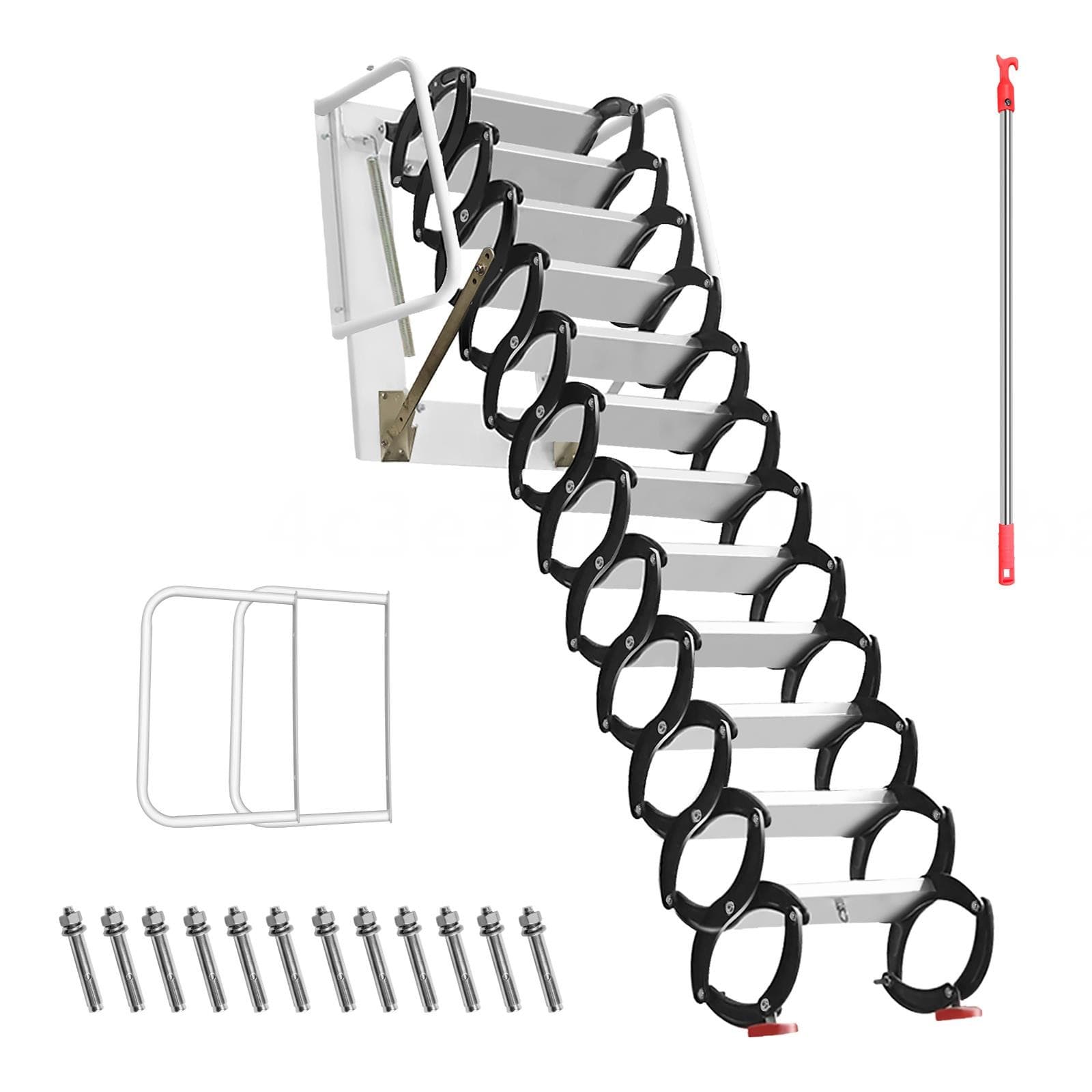 Wall Mounted Attic Ladder 12 Steps Attic Stairs Attic Stairs Pull Down Black 