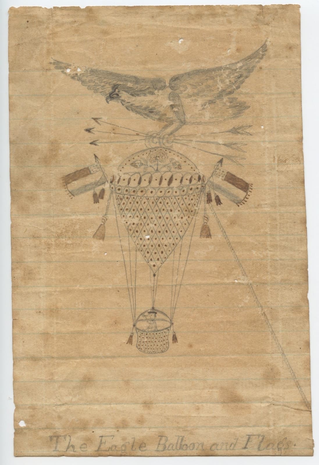 [Ballooning] [Civil War]The Eagle Balloon and Flag, 1862 - Drawing