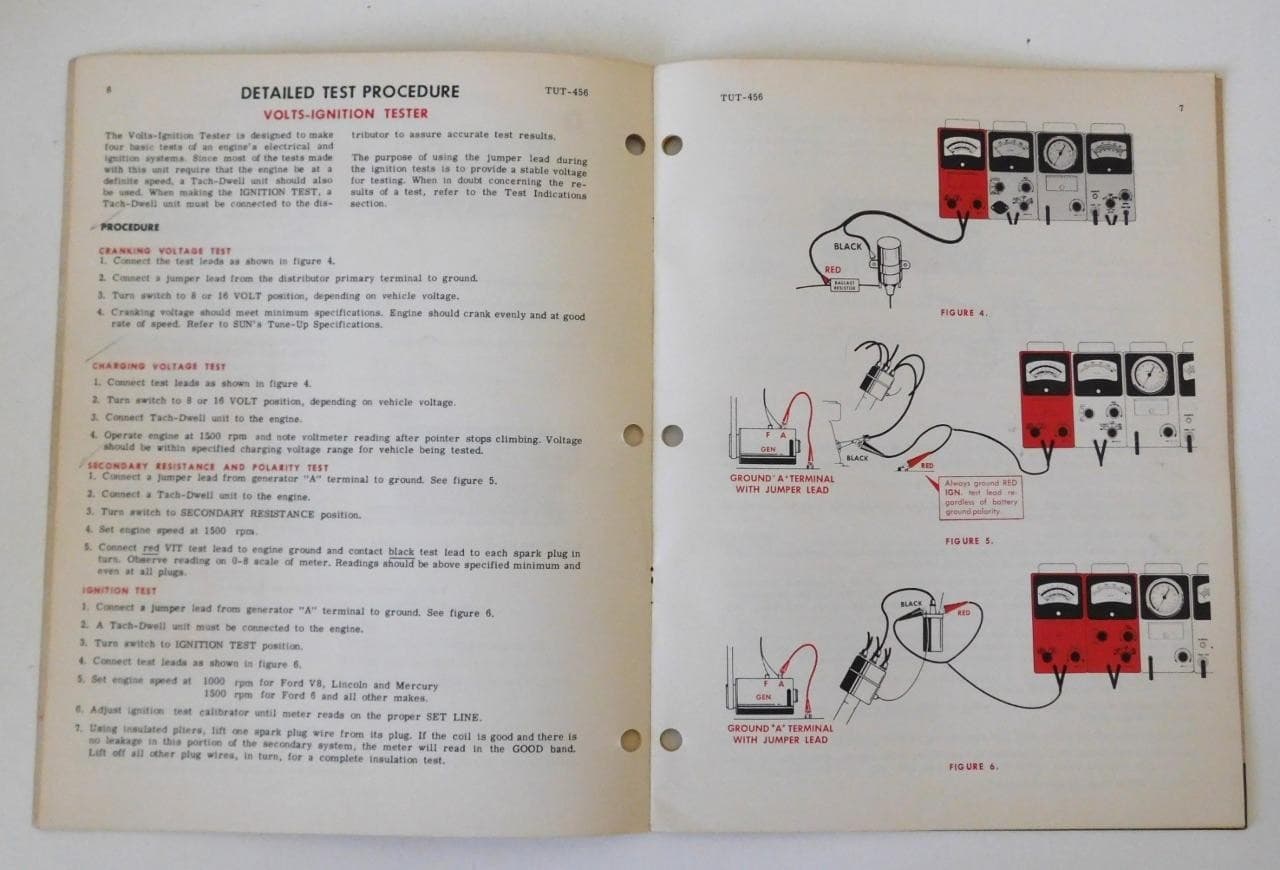 Original 1956 Owner Instruction Manual SUN Electric Tune-Up Tester 6 - 12 Volts 2