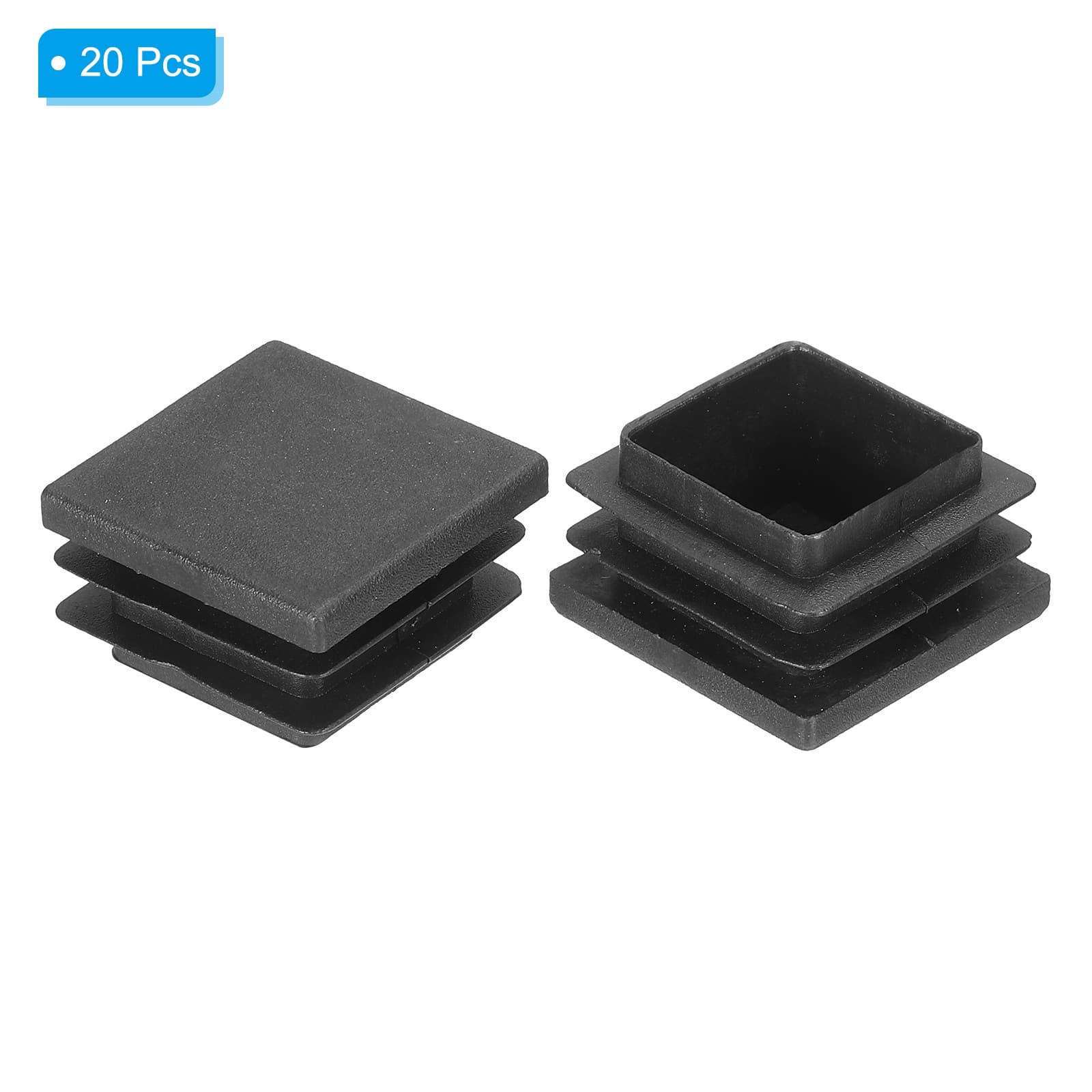 7/8"x7/8" Plastic Tubing End Caps 20Pcs Square Hole Plug Insert Black 4