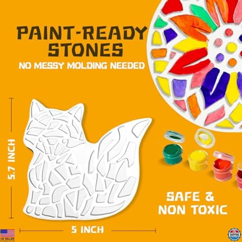 EggSun 8-Piece DIY Garden Stepping Stones Kit - Paint Colorful Ceramic Stones 3