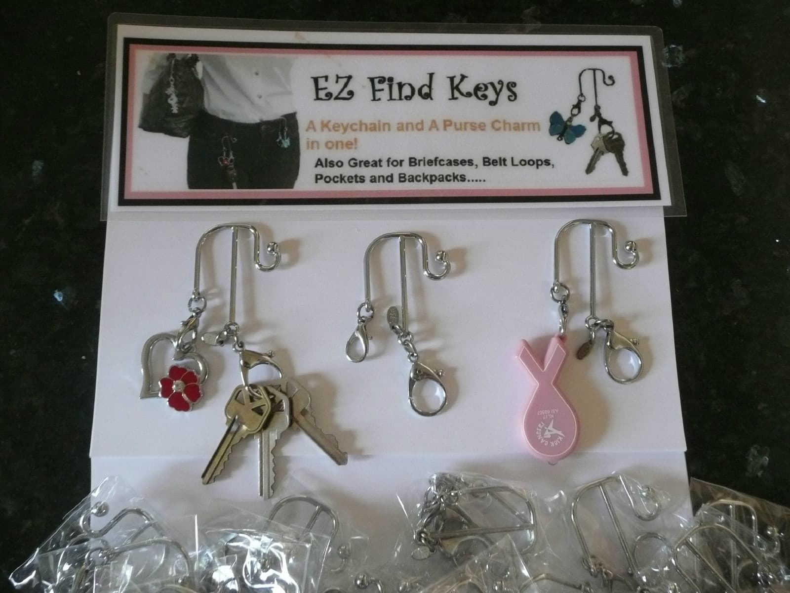 Wholesale Bulk LOT 100 key hook Key Finders Keyring Purse Keychain 2