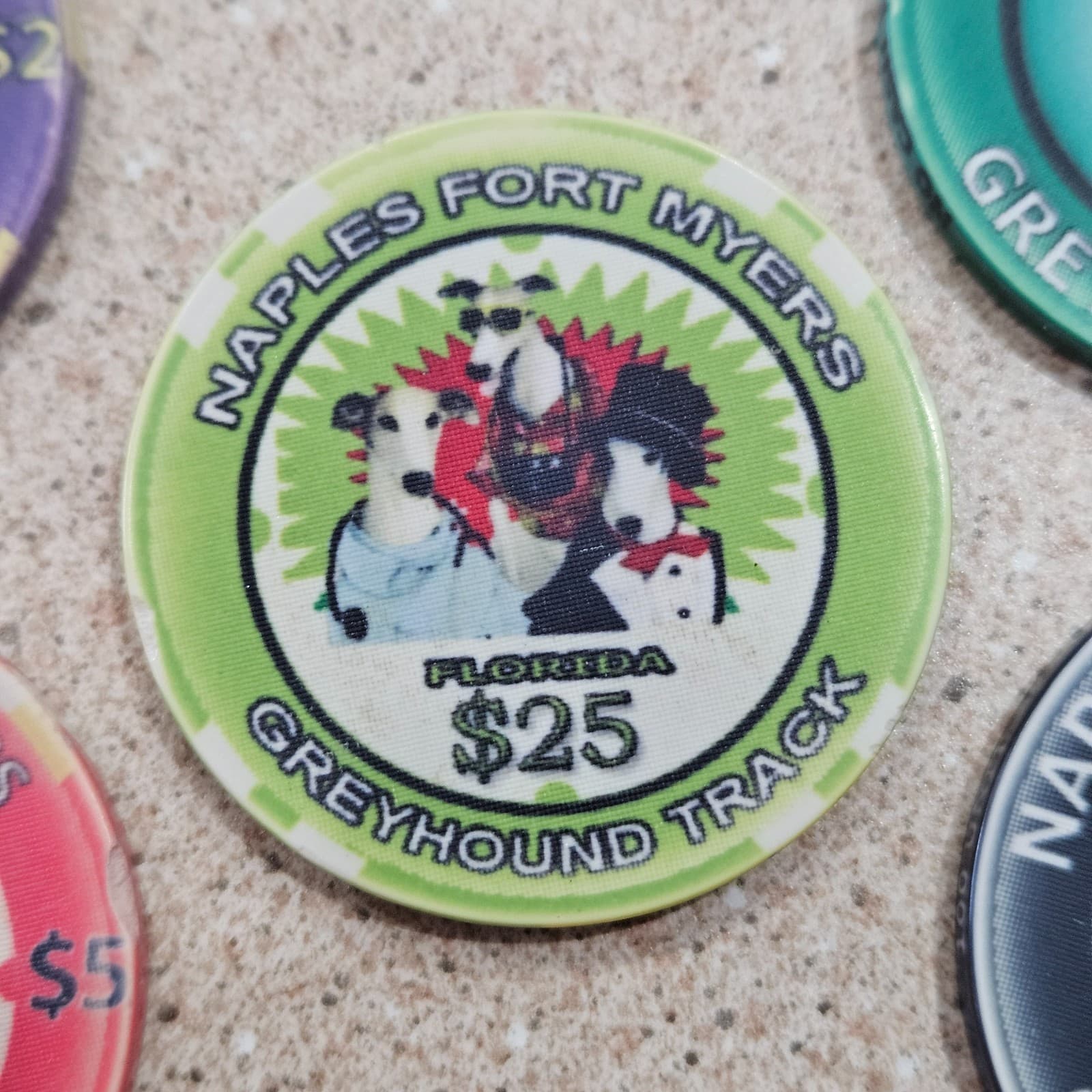 Naples Fort Myers Greyhound Dog Track Casino Chips & Poker Tournament Chips RARE 6