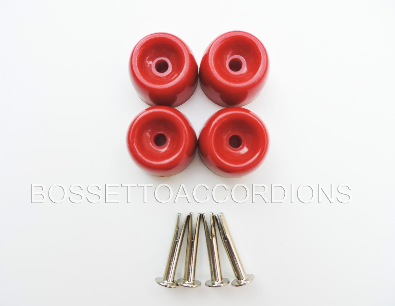 SET OF 4 Red Plastic Accordion Feet Akkordeon Füße 22 x 13mm NEW Imported Italy 2