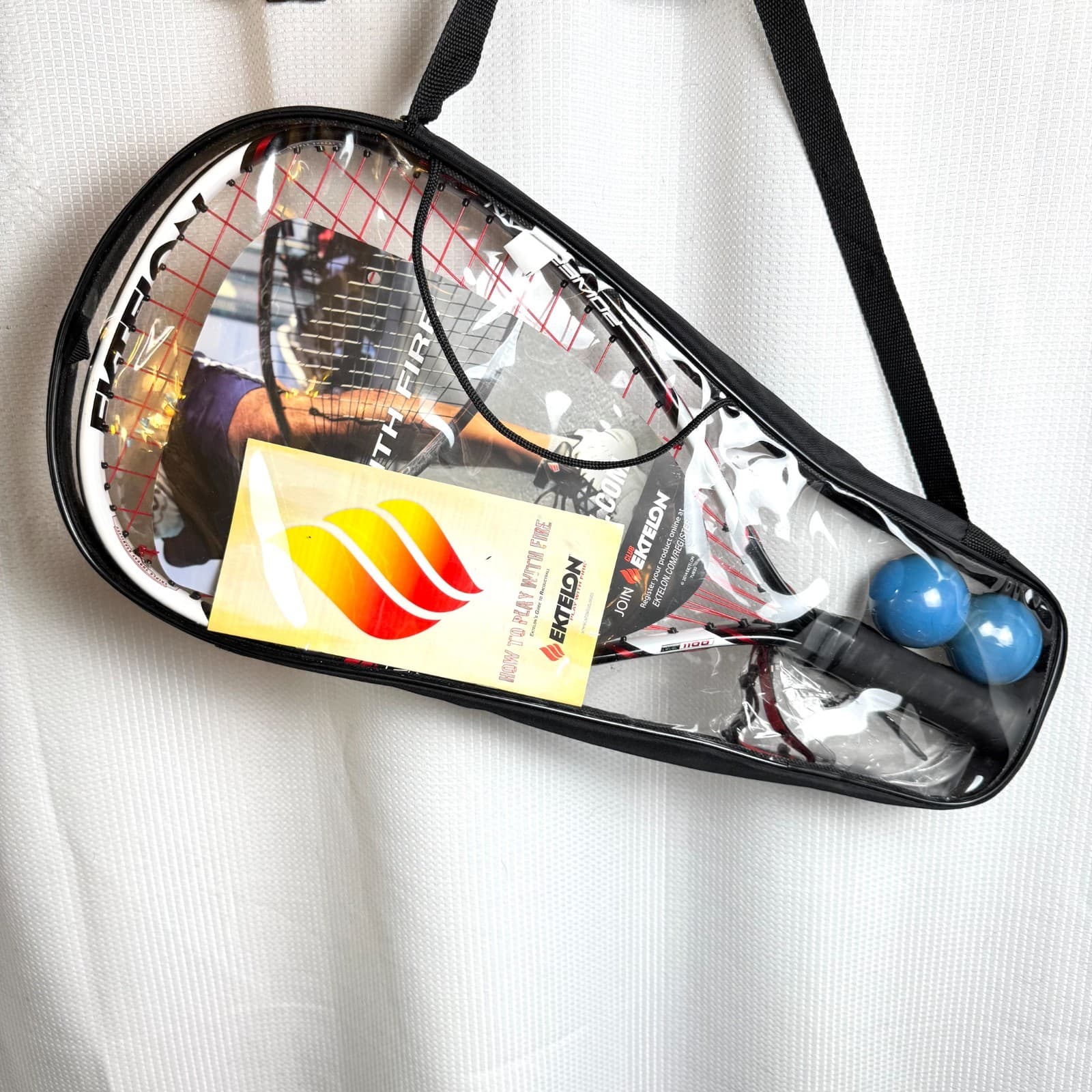 Ektelon Power Fan Revenge Racketball Starter Kit Racket Balls Goggles Open Case 2