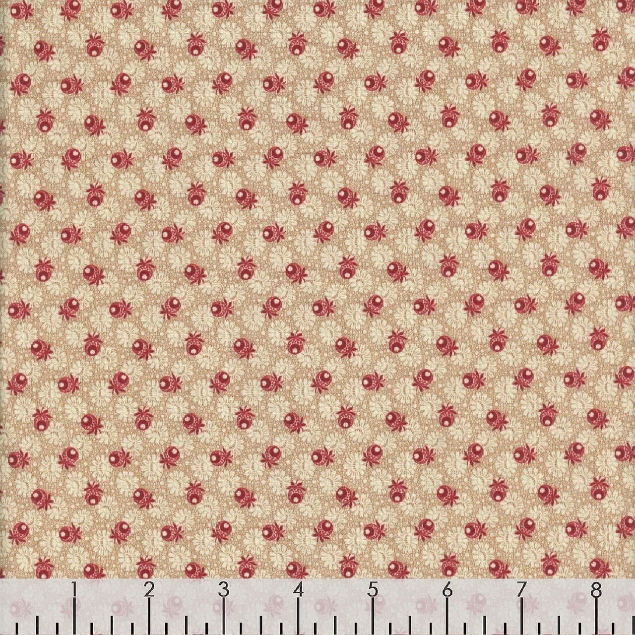 Cotton Fabric 1800s Civil War Repro J Rothermel DRESSING GOWNS Red Marcus FQ 2