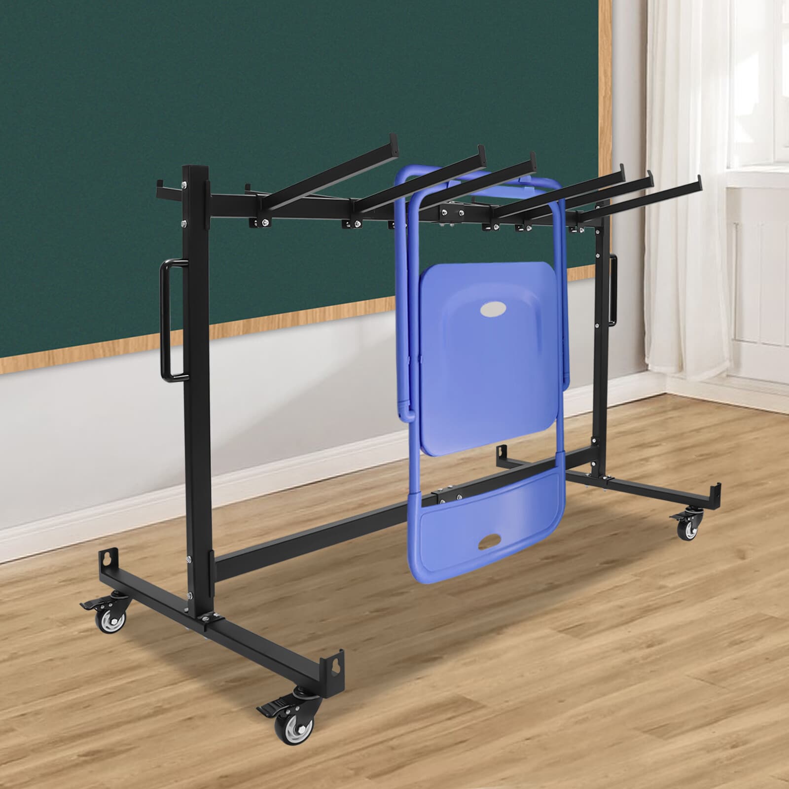 Folding Chair Rack Dolly Cart W/lock Caster Max 42 Foldingtables 12 Hanging Rods 2