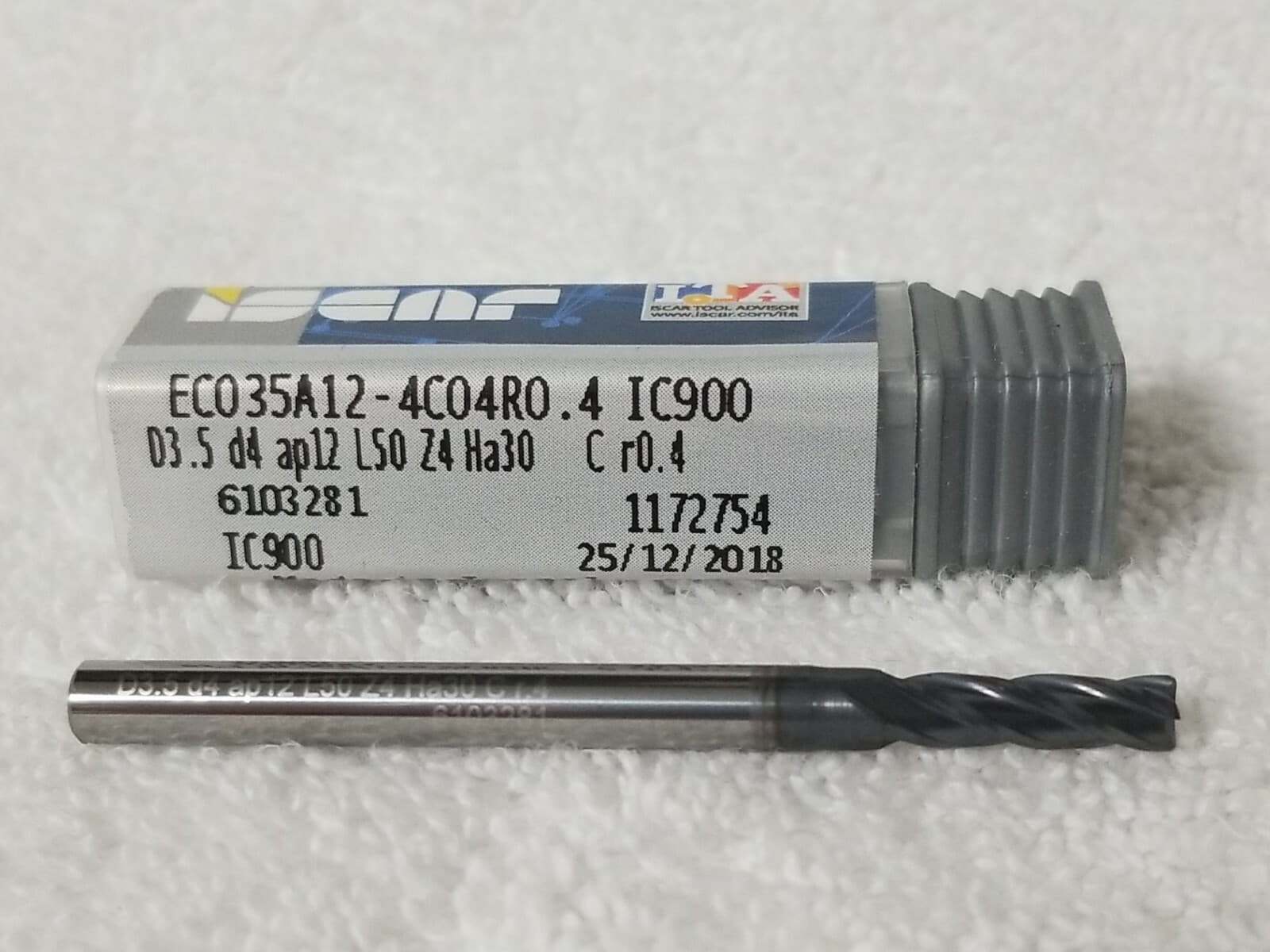 Iscar ECO35A12-4C04R0.4 Corner Radius End Mill 3.5mm Diam 4 Flute Carbide 