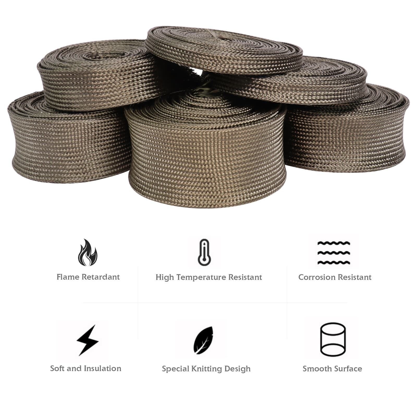 3/5" ID Titanium Heat Wrap Wire Shield Sleeve Adjustable Fuel Line Heat Shield 4