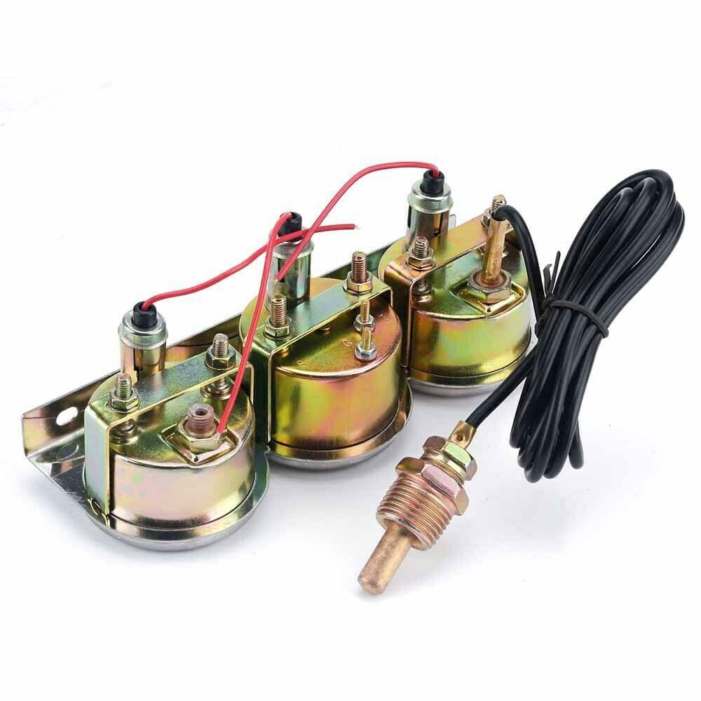 2'' 52mm Oil Pressure Water Temp Volt Meter Triple Gauge Mechanical Chrome Set 4