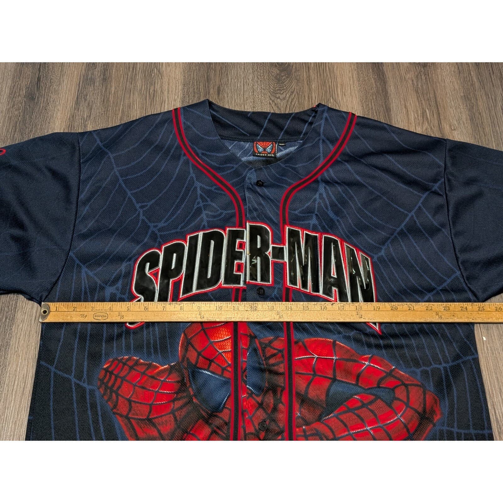2002 MARVEL Spiderman Adult 2XL Button Down Jersey Short Sleeve Shirt (READ) 6
