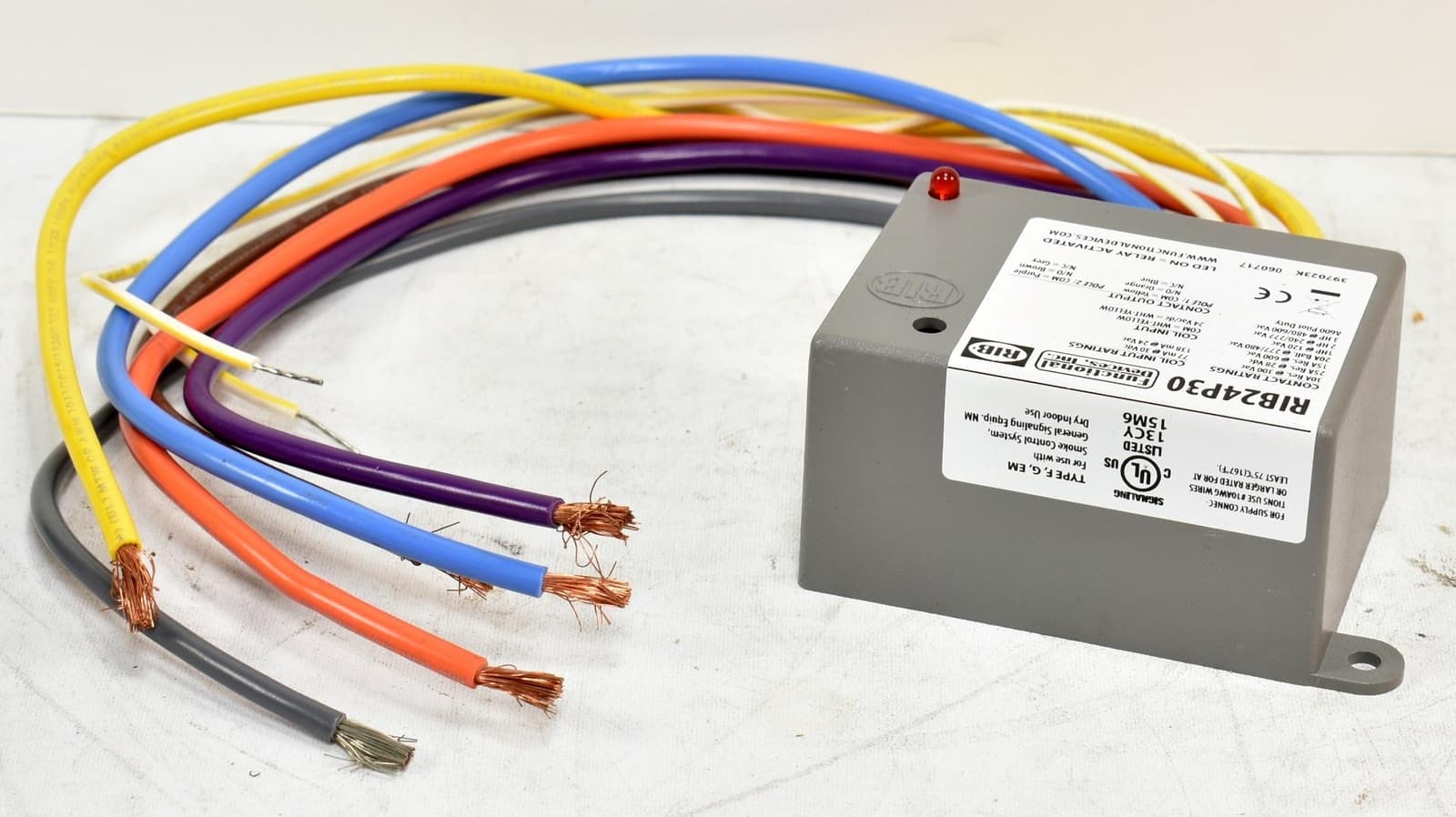 Functional Devices Inc.  RIB24P30 Prewired Relay,24VAC/DC,30A,DPDT