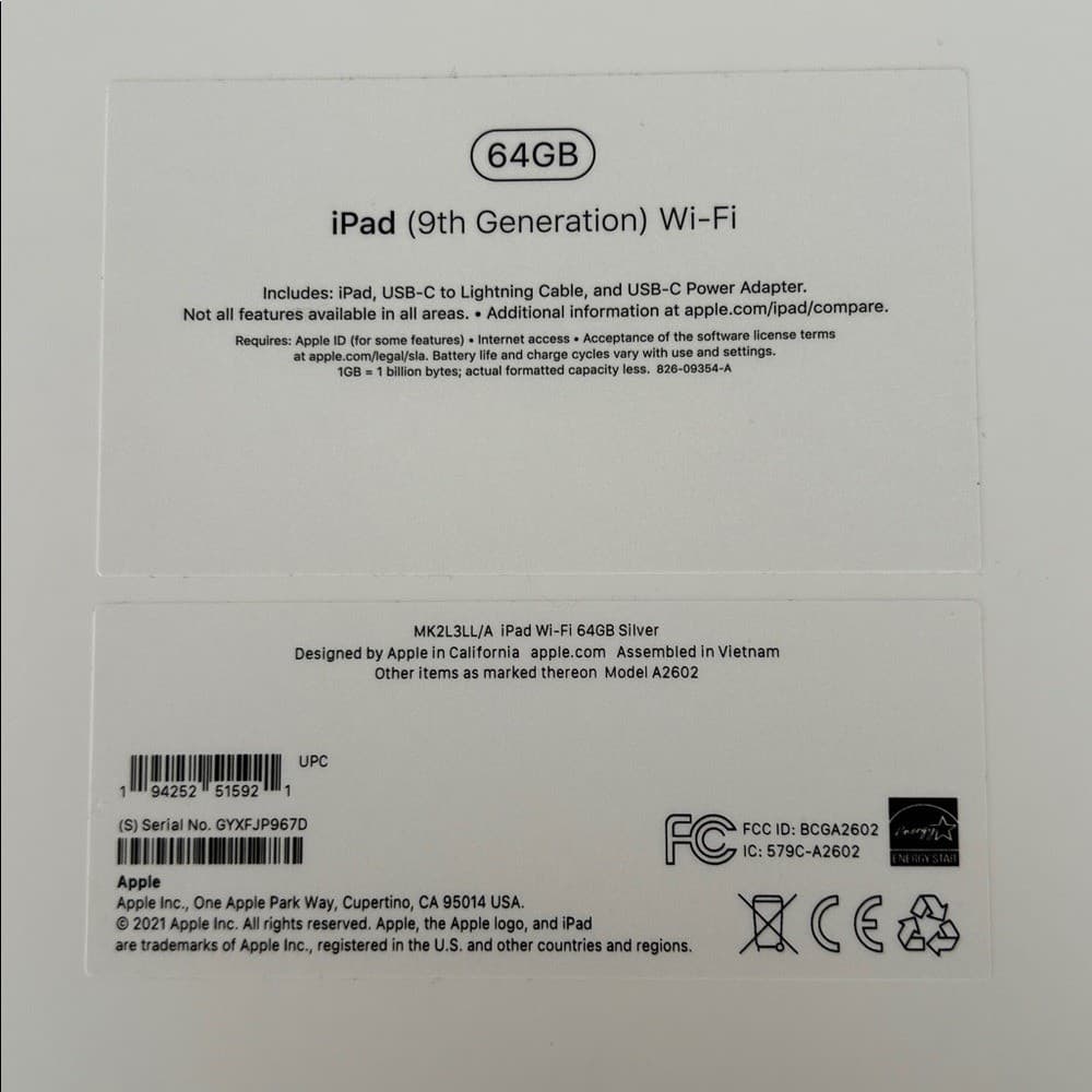 Apple iPad 9th Generation 64GB Silver used EMPTY BOX ONLY use for gift 4