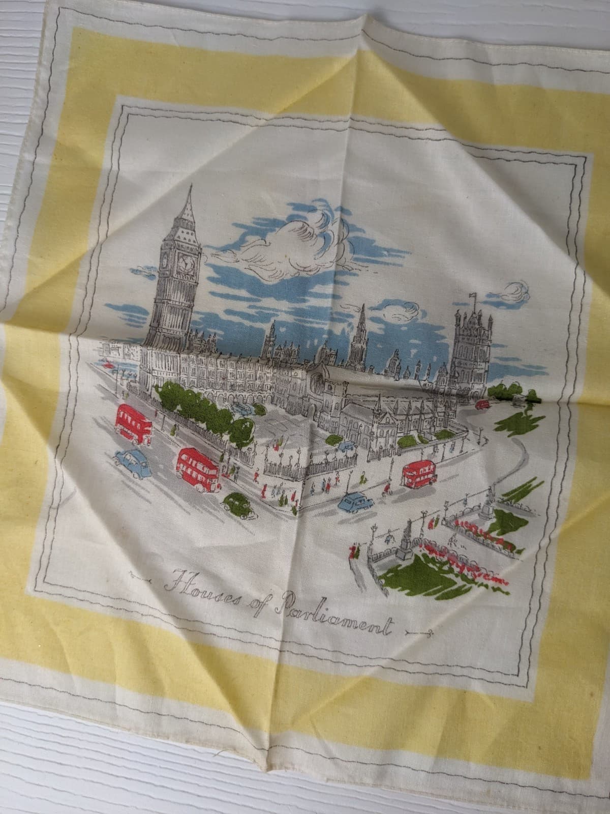 Vintage Handkerchief souvenir Houses of Parliament Britain London 4