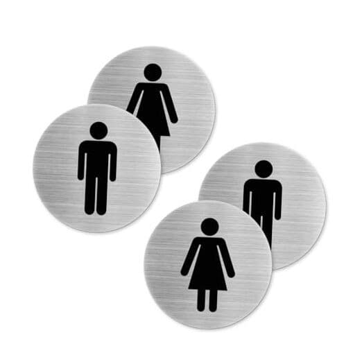 Toilet Signs 4 Inch Aluminum Self-Adhesive Man and Woman Waterproof WC Sign 