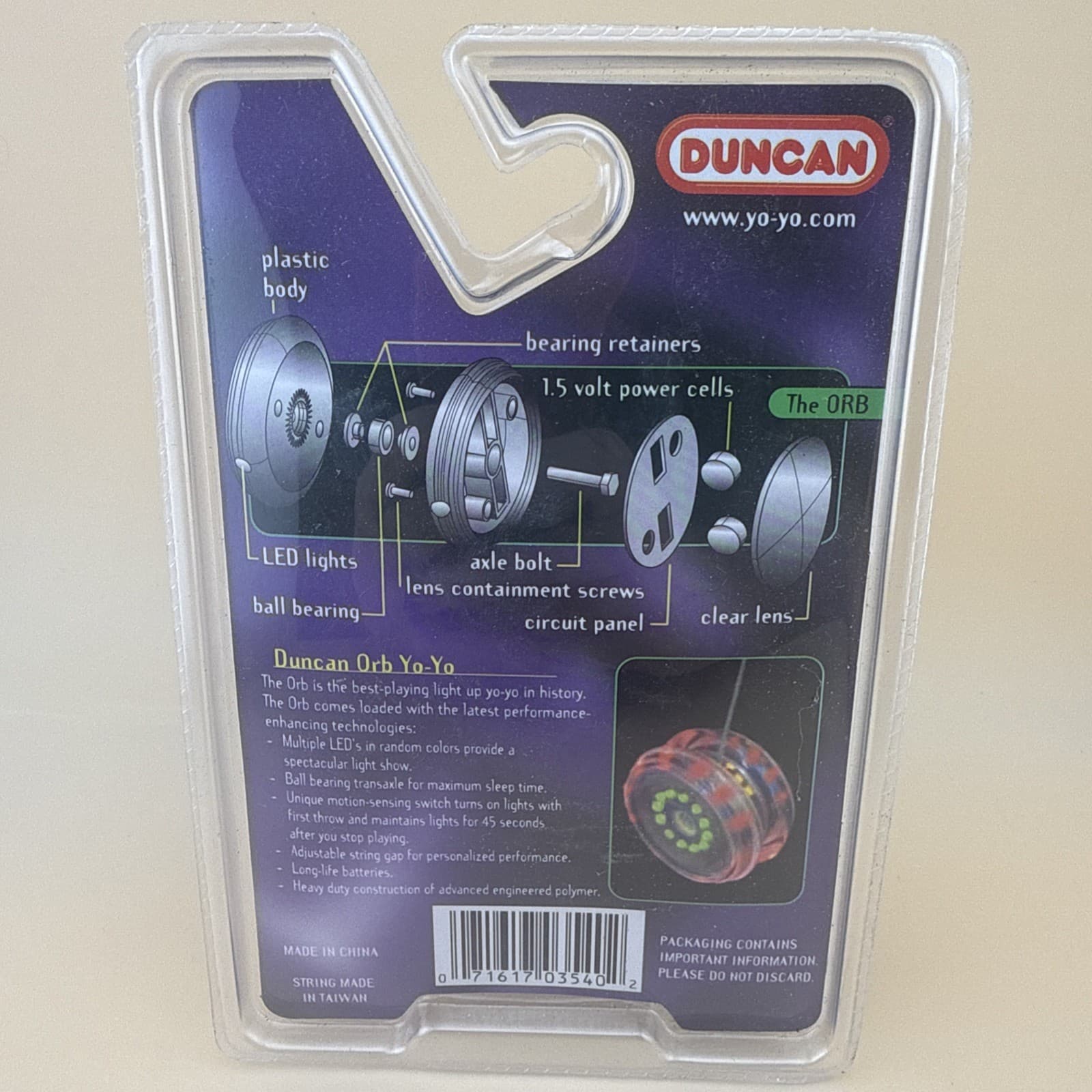 Vintage 90's Duncan The Orb Light-Up Yo-Yo NEW Original Package 4