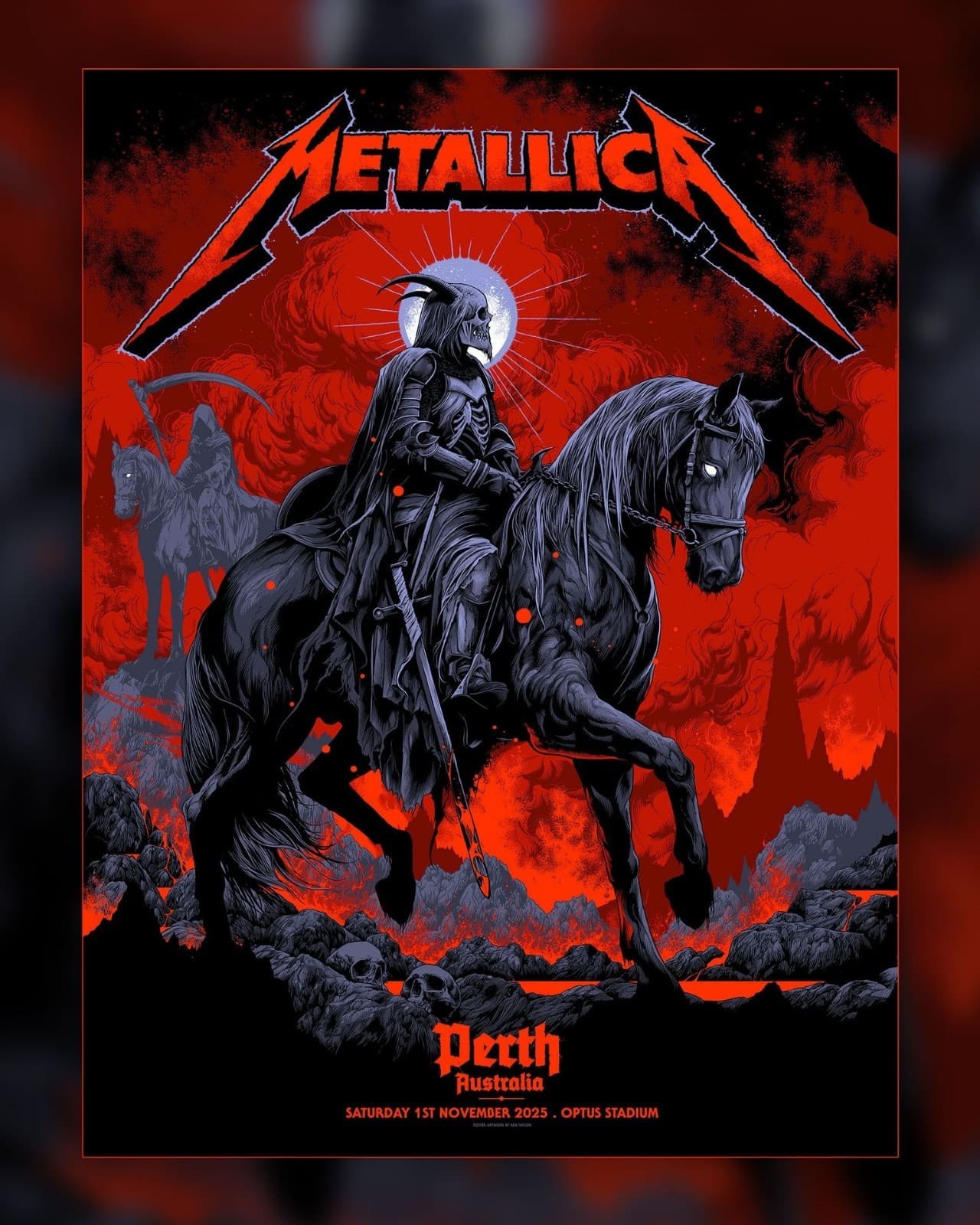 Metallica M72 Perth 2025 Poster In Australia At Optus Stadium On 1st November