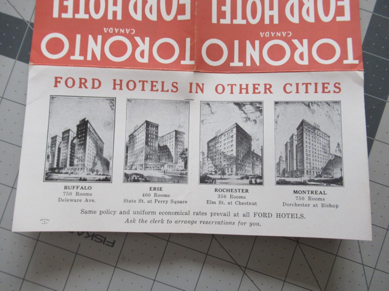 Toronto Canada Ford Hotel Advertisement & Ford Hotel Post Card 4