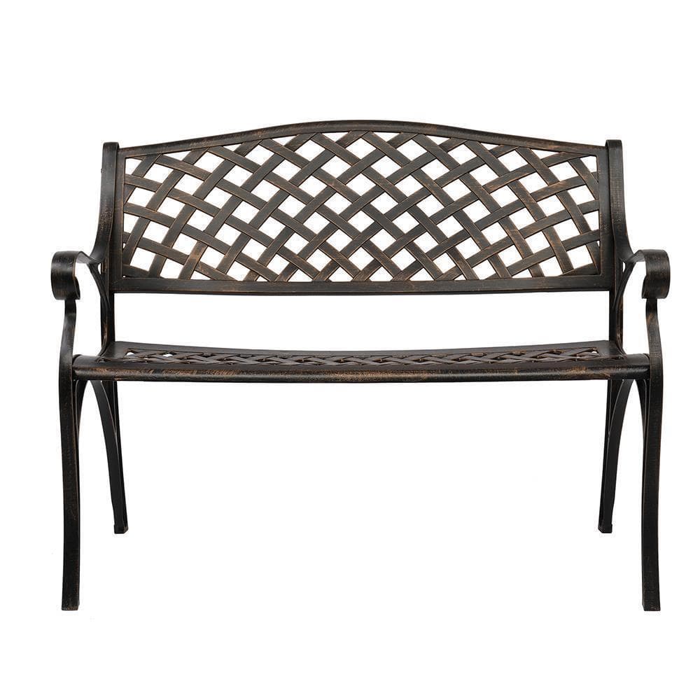 40.5" Patio Garden Bench,Anti- Rust Cast Iron Cast Aluminum Frame 6