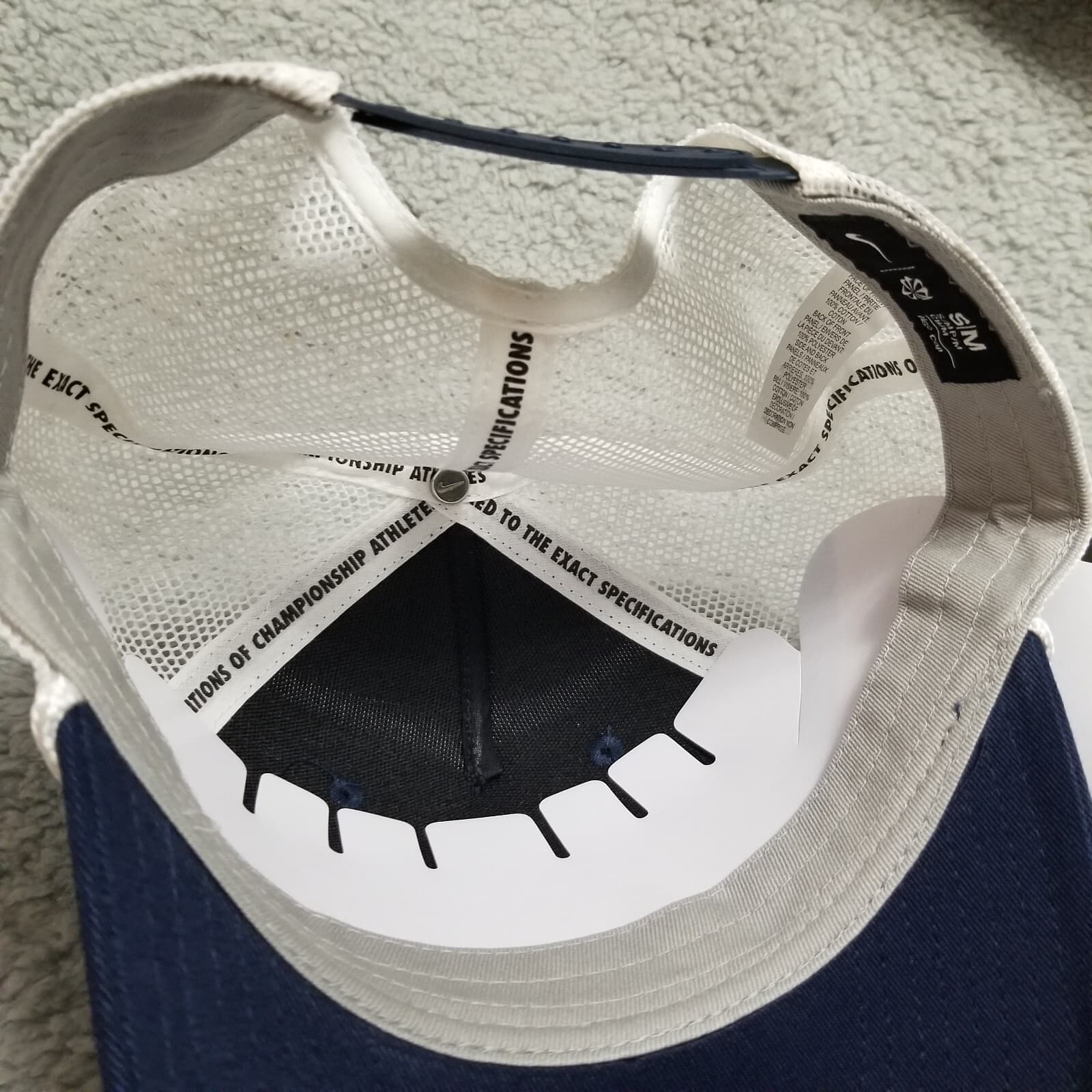 Nike Rise Tennis Trucker Cap Small/Medium Hat White Blue Snapback C11724IW25-NVY 3