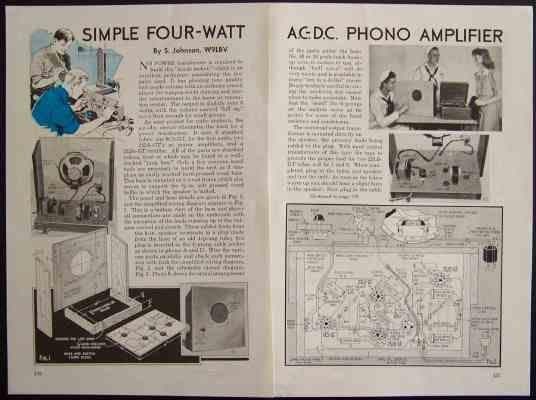 4 watt Amplifier Tube powered 1943 How-To build PLANS AC-DC 2