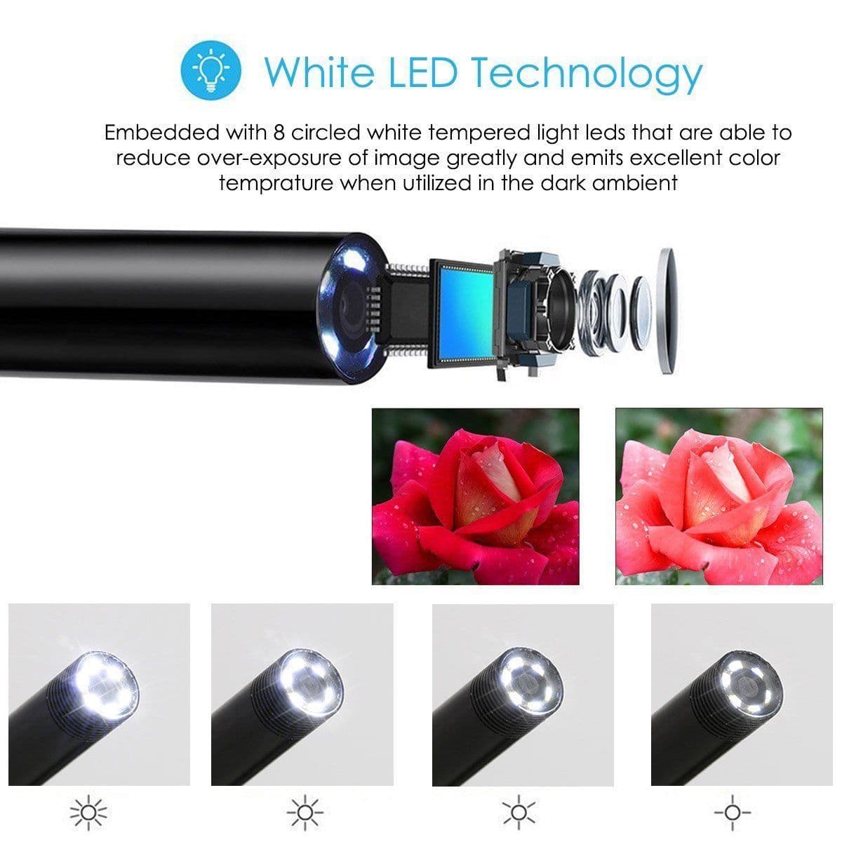 5M 8LED WiFi Borescope Endoscope Snake Inspection Camera for iPhone Android iOS 5