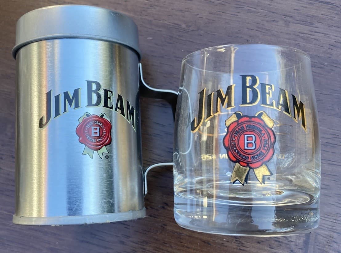 Lot of 6 Shot Glasses,3 JACK DANIELS,2 JIM BEAM,1 KING GEORGE"1 OLD CHARTER FREE 4