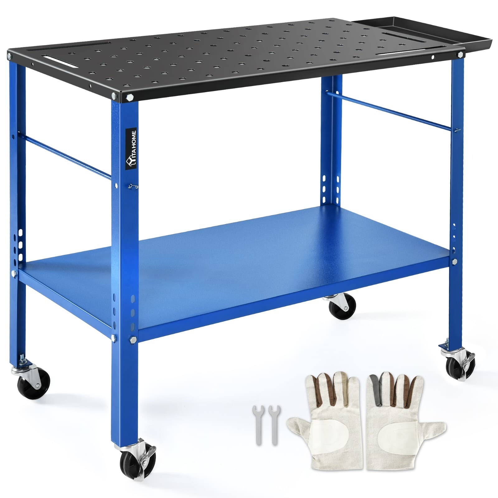 36'' x 18'' 1200lb Load Carbon Steel Workbench Welding Sawing Table Storage tray