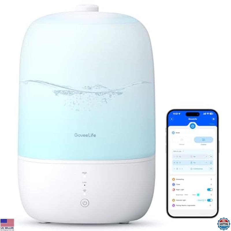 GoveeLife 3L Smart Cool Mist Humidifier & Essential Oil Diffuser, WiFi Control