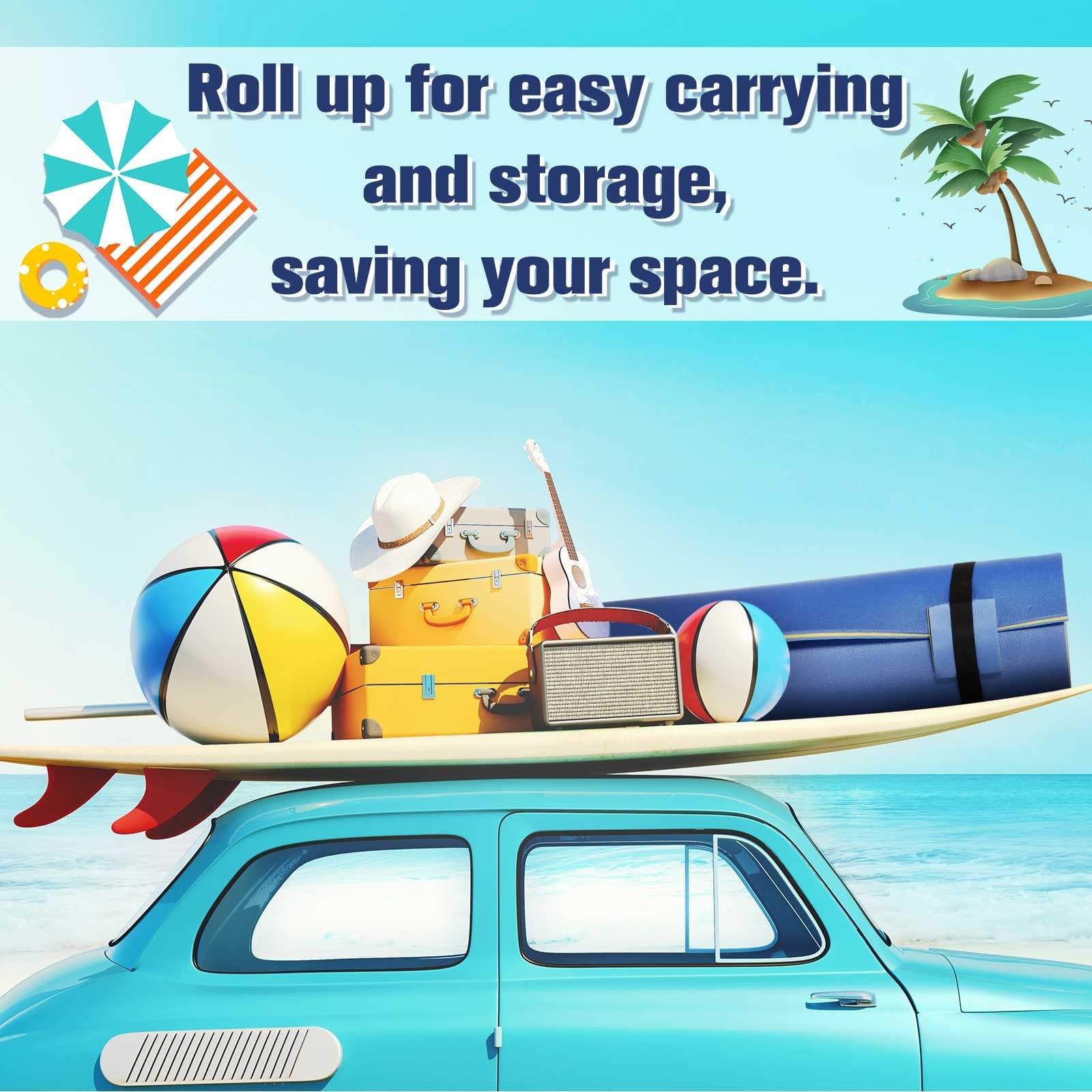 3-Layer Roll-Up Pool Floating Pad for Lake Ocean Swim Platform Water Mat Float 4