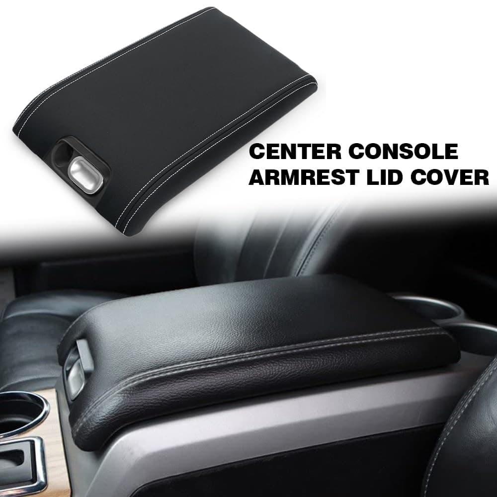 Black Center Console Armrest Lid Cover Covers Compatible with 2009-2014 Ford 2