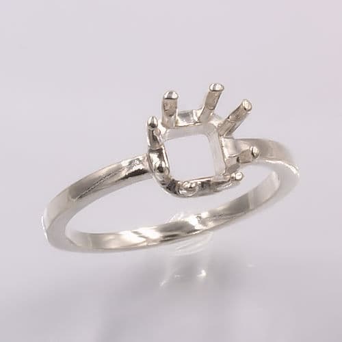 Sterling  (5mm - 12mm) Square 8-Prong Ring Mounting (Ring Size 4-11) 5