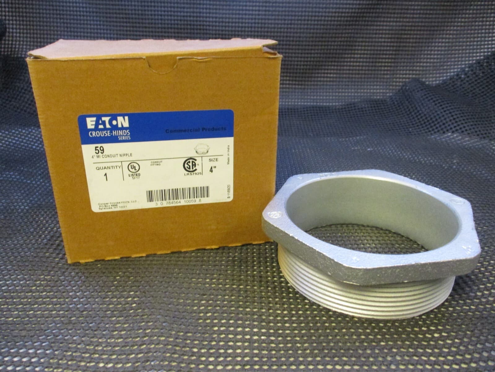 CROUSE HINDS 59  MALLEABLE IRON 4" CONDUIT CHASE NIPPLE