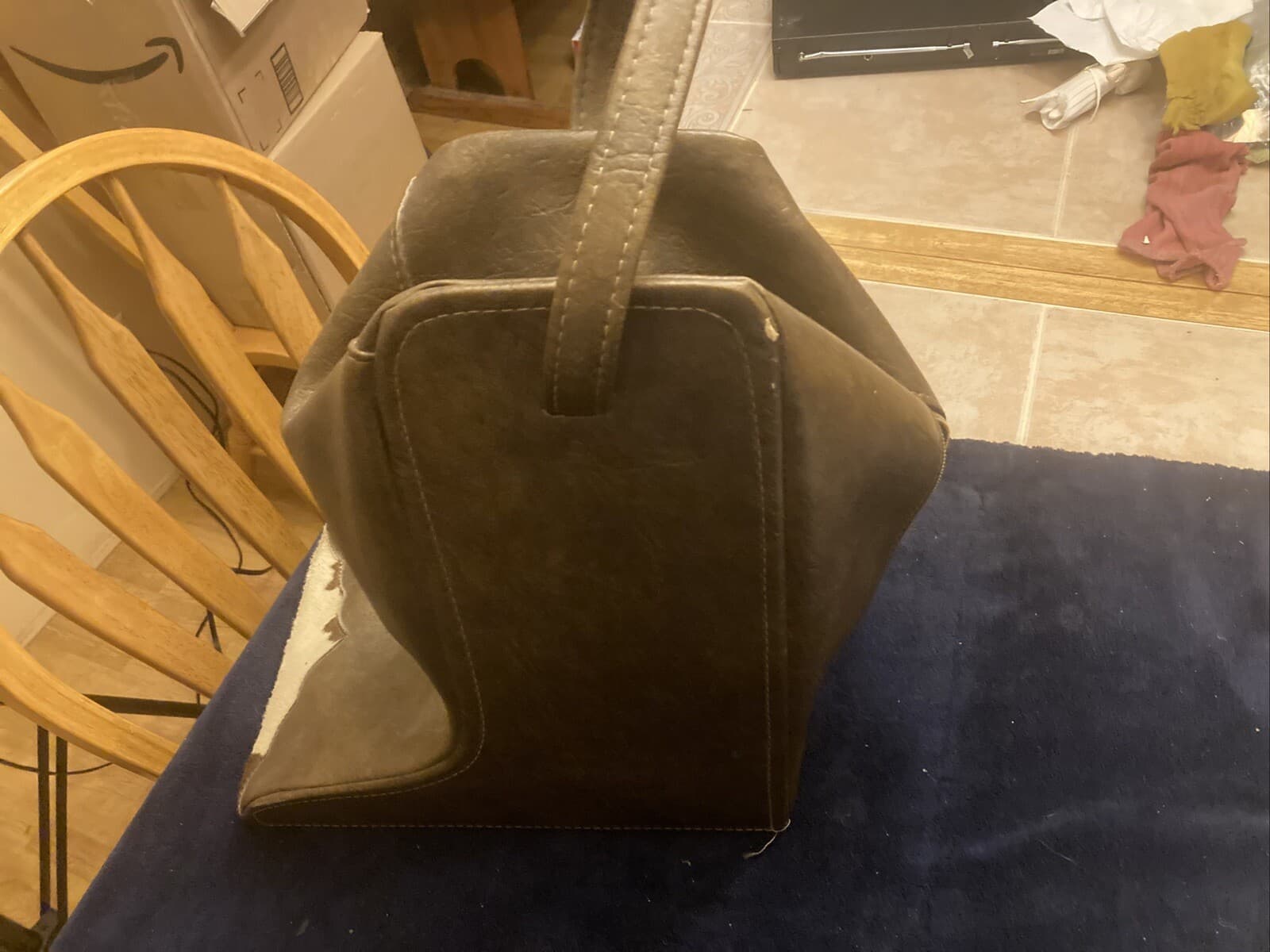 The Reinsman Boot Zipper Bag Brown & White Cowhide 2