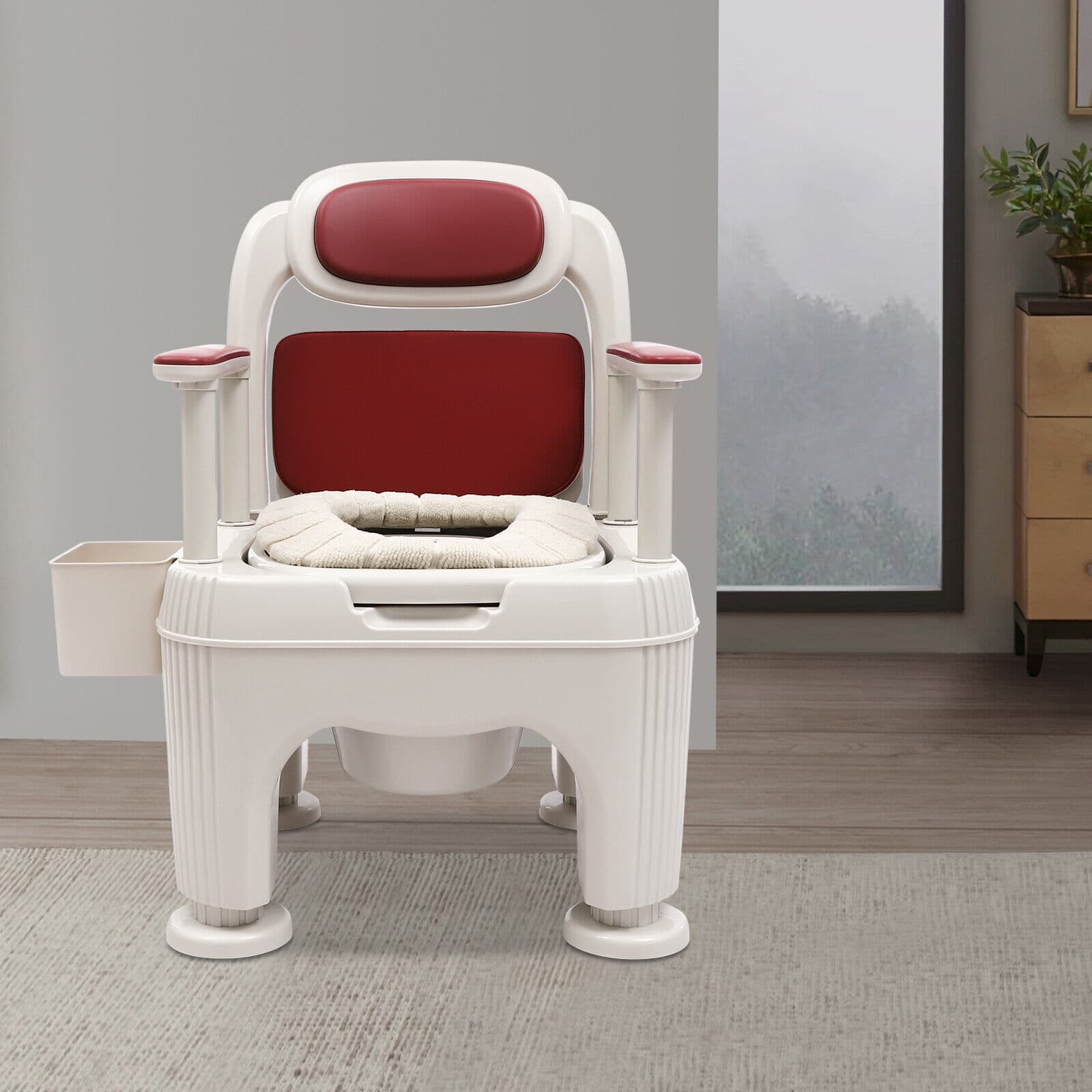 Adult SeniorToilet Chair Portable Mobile Toilet ChairHeight Adjustable Bath Seat 4