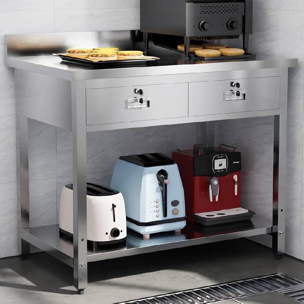 Heavy Duty 36 x 24 " Stainless Steel Work Table with 2 Drawers and Undershelf 5