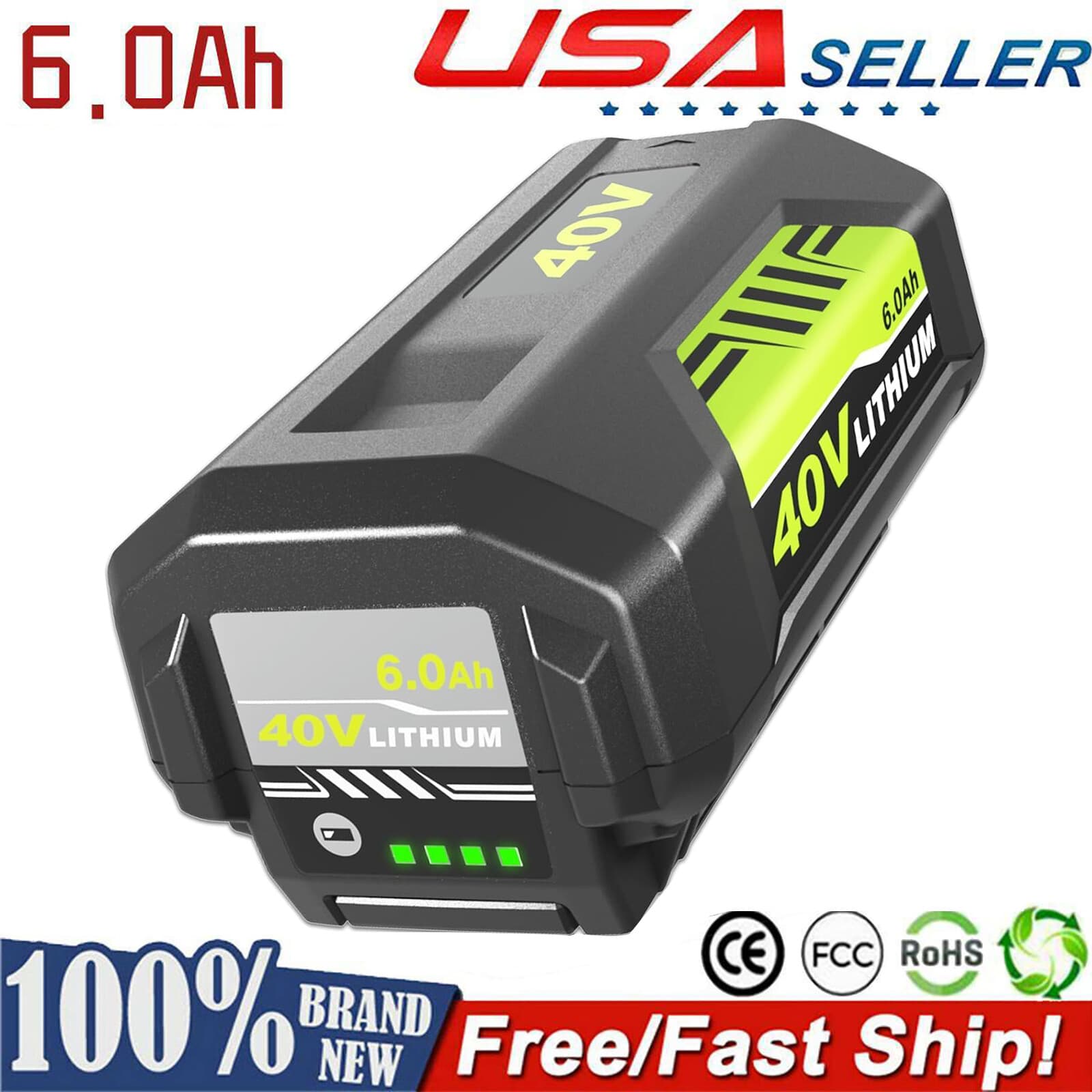 40V 6.0Ah Battery for Ryobi 40 Volt Lithium OP4050 OP40602 OP40261 OP4060 OP4030
