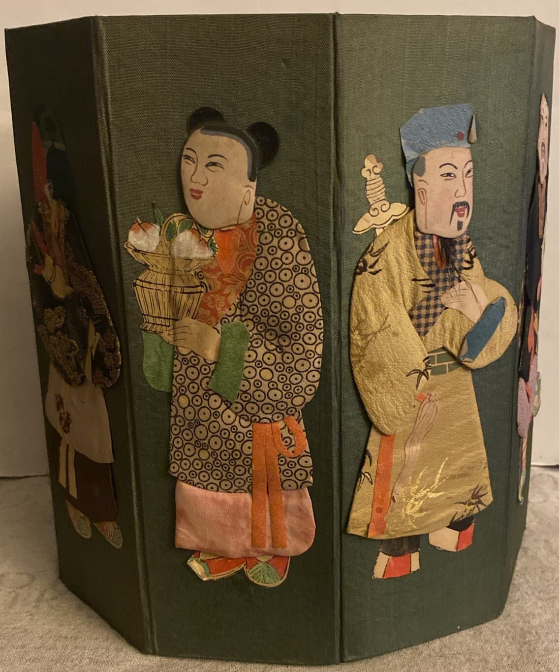 VTG 1950’s Lamp Shade Child’s Room China Silk Colored 8 Characters 23” X 9.25” 3