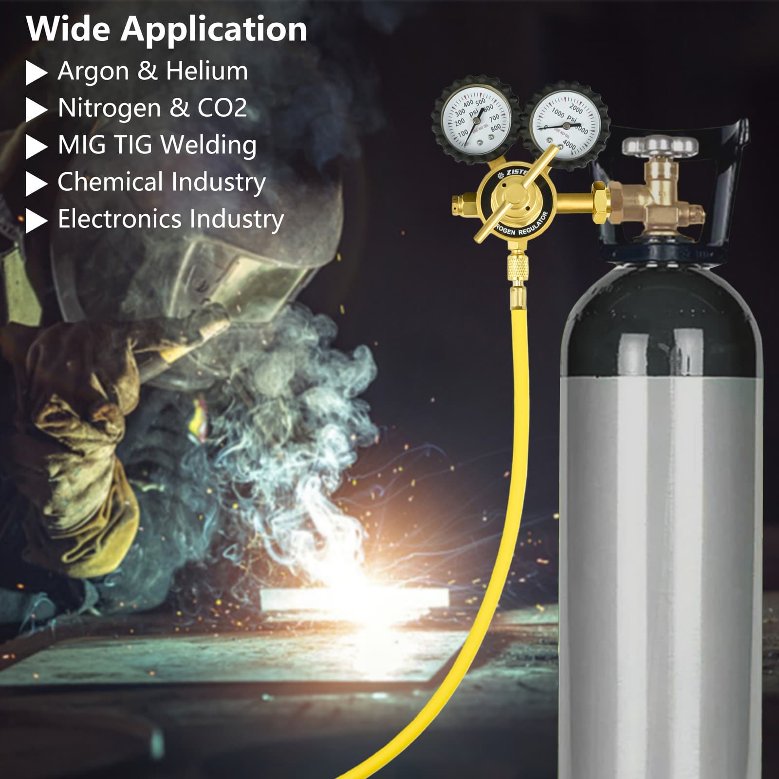 New Nitrogen Gas Regulator 0-800 PSIG HVAC Purging Pressure Charge with 2M Hose 4