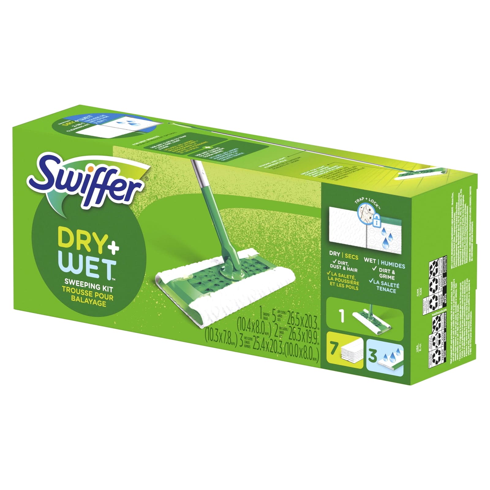 New Swiffer Sweeper Dry/Wet Multi Sweeping, 1 Sweeper, 7 Dry Cloths 3 Wet Cloths