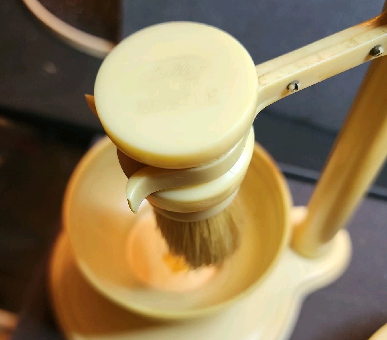 Antique Fuller Signed Celluloid Barber Shaving Set w/Mirror, Brush, & Powder Jar 3