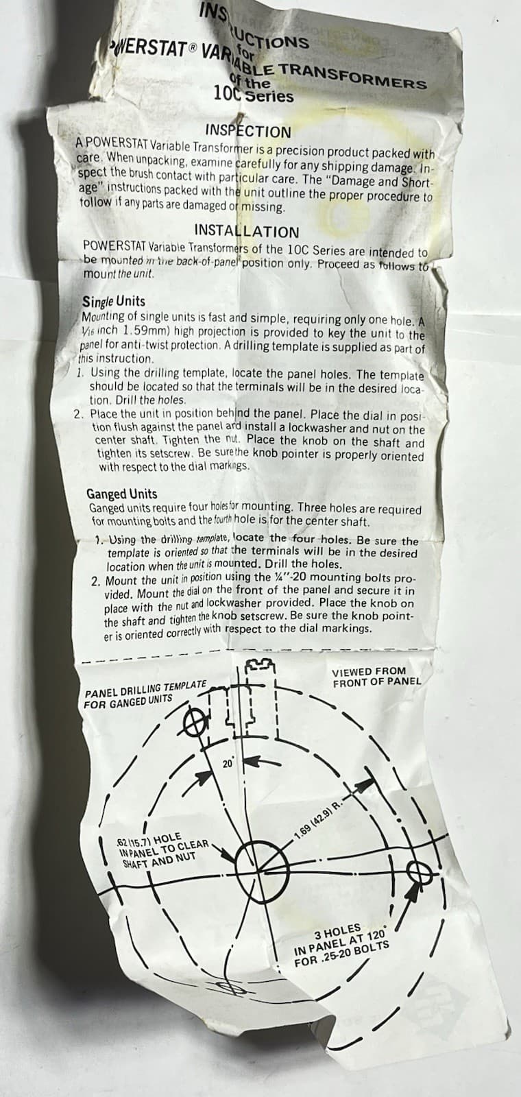 Powerstat Variable Transformer Type 10C Untested 4