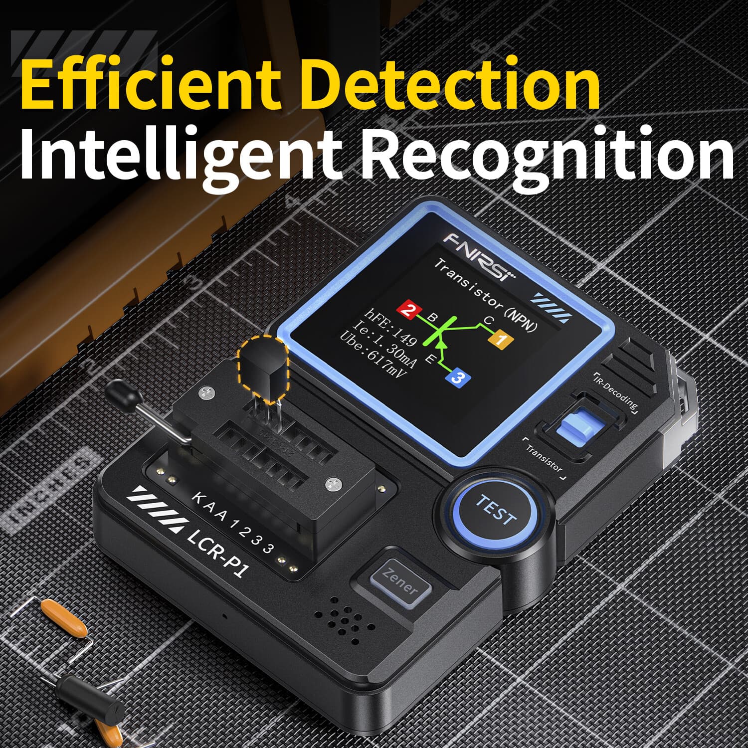 FNIRSI LCR-P1 Transistor Tester DiodeTriode Capacitance Meter NPN PNP MOSFET SMD 5