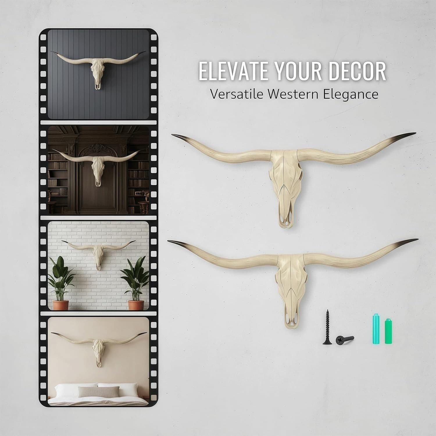 Skeleton Bison Bull Skull Wall Decor Cow Skull Wall Decor LonghornHead Sculpture 4