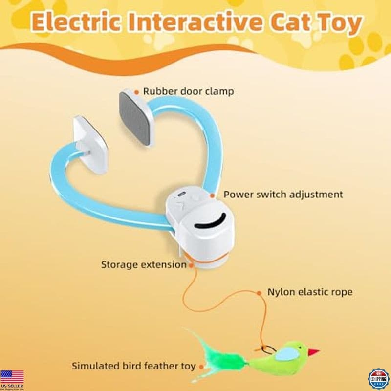 Interactive Electric Flying Bird Wand Toy for Indoor Cats - Engaging Enrichment 5