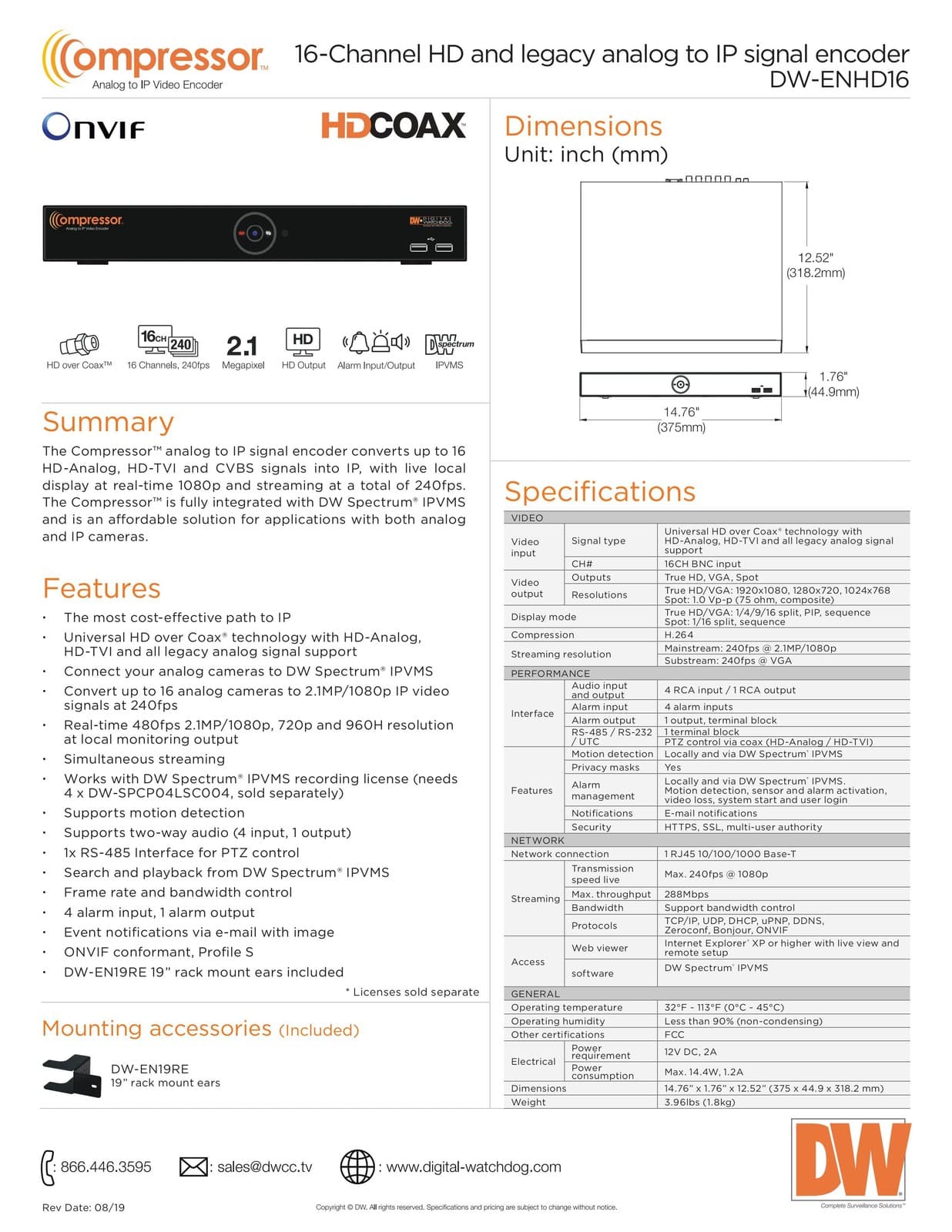 Digital Watchdog DW-ENHD16 16-Channel HD and legacy analog to IP signal encoder 3