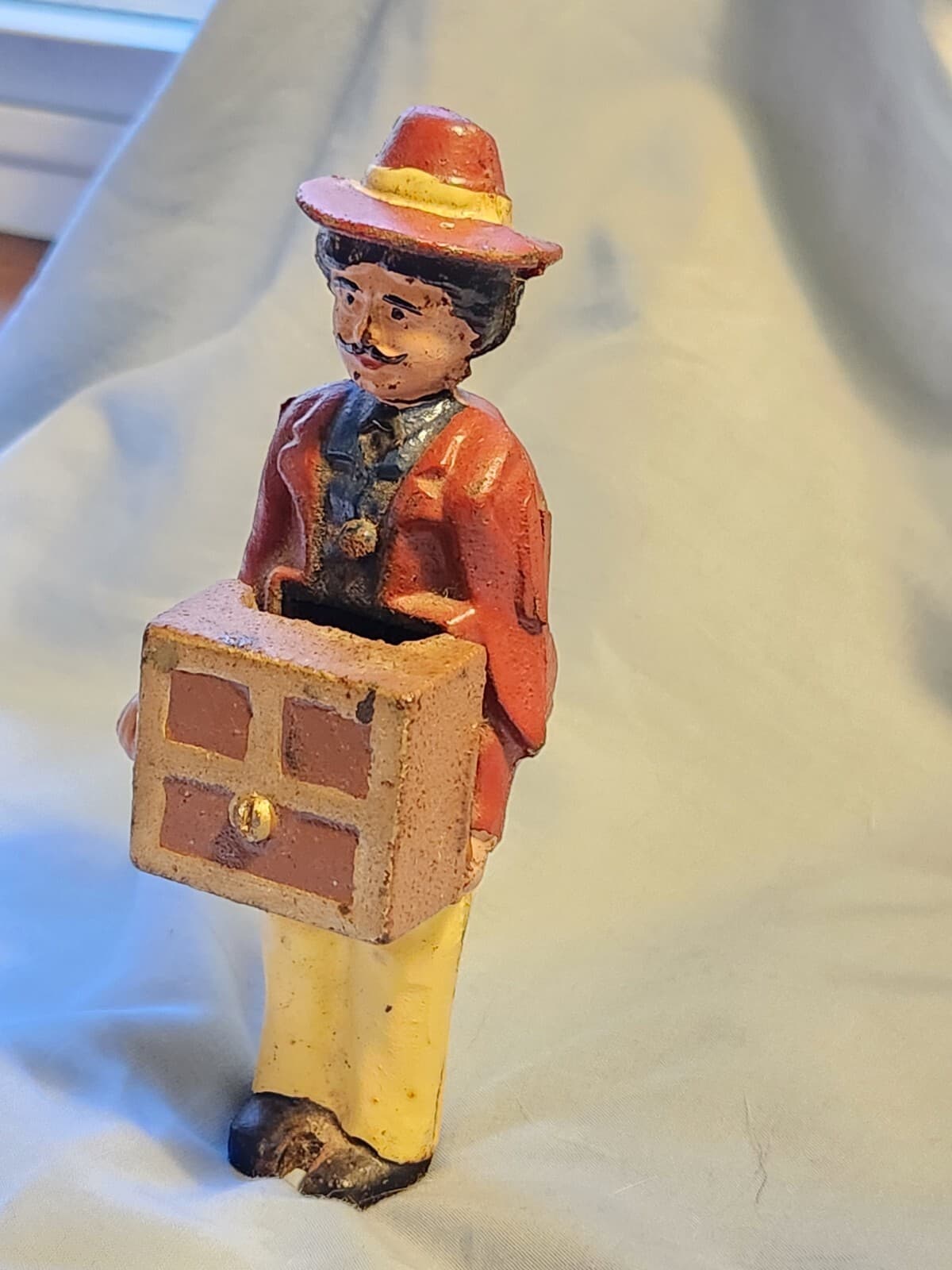 RARE OLD CAST IRON ORGAN GRINDER BANK BY HUBLEY