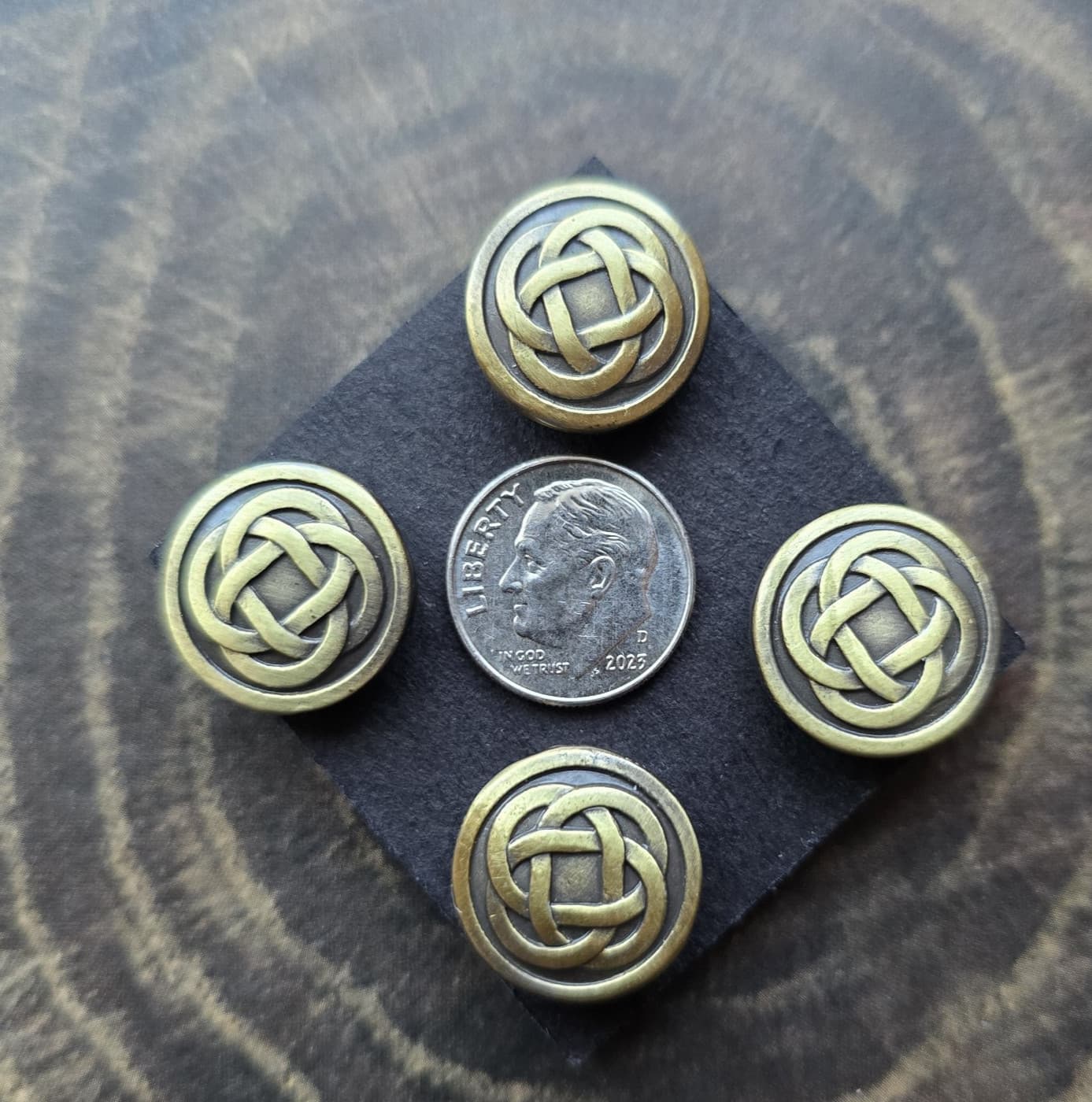 4 Antique-Gold Celtic Magnetic Pins. Horse Show magnets.  Clothing magnet pins. 3